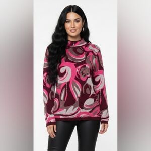 Boston Proper Vibrant Pink and Burgundy Cowl Sweater Size S